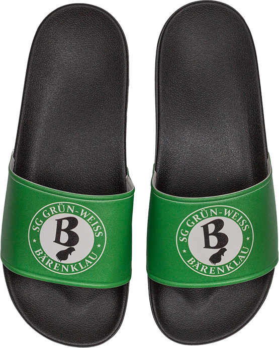 Badslippers groen gruen weiss baerenklau